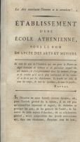 Etablissement d’une école athénienne sous le nom de lycée des arts et métiers – Raynal