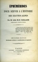 Ephémérides pour servir à l’histoire des Hautes-Alpes – Gaillaud abbé M.-E