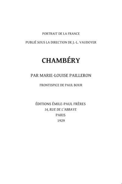 Chambéry – Marie-Louise Pailleron – 1929