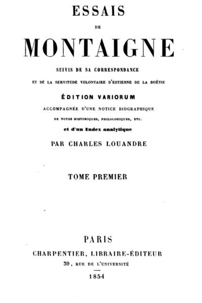 Essais de Montaigne – Michel de Montaigne, Estienne de La Boétie – 1978