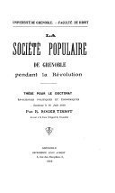 La Société populaire de Grenoble pendant la révolution – Roger Tissot – 1985