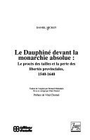 Le Dauphiné devant la monarchie absolue – Daniel Hickey – 1932