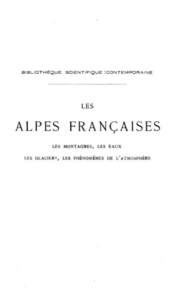 Les Alpes françaises – Albert Falsan – 1893