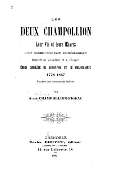 Les deux Champollion – Aimé Louis Champollion-Figeac – 1887