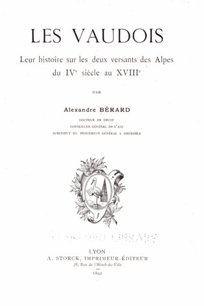 Les Vaudois – Alexandre Bérard – 1982