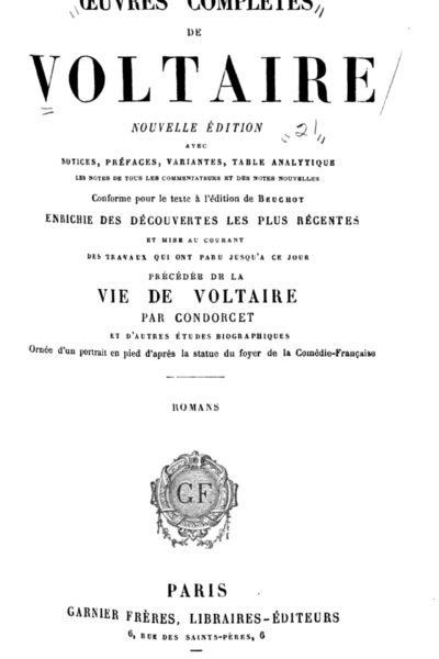 Œuvres complètes de Voltaire: Romans. 1879 – Œuvres complètes de Voltaire: Romans. 1879 – 1972