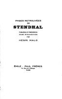 Pages retrouvées de Stendhal – Stendhal