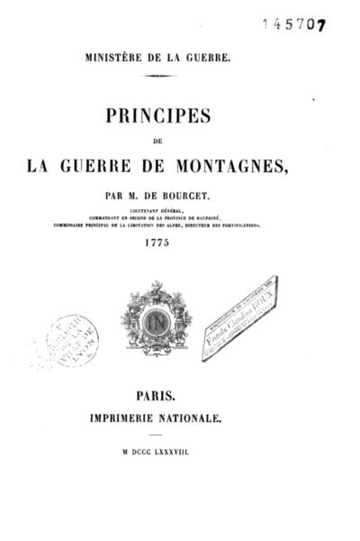 Principes de la guerre de Montagnes – Pierre-Joseph de Bourcet – 1880