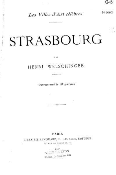 Strasbourg – Henri Welschinger – 1908