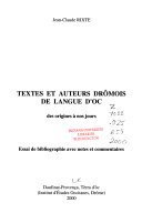 Textes et auteurs drômois de langue d’oc, des origines à nos jours – Jean-Claude Rixte – 1974