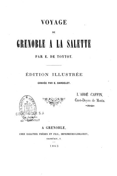 Voyage de Grenoble a la Salette – Ernest de Toytot – 1930