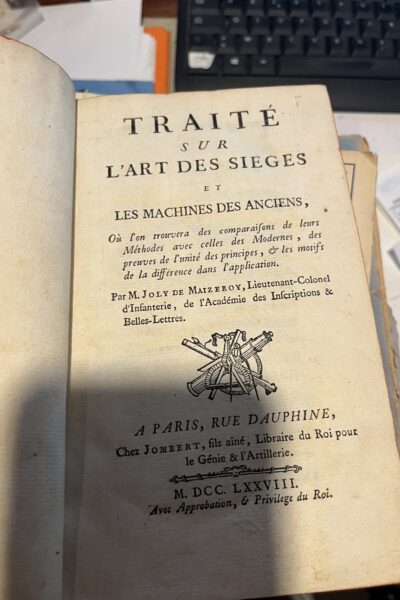 Traité sur l’art des sièges et les machines des anciens – Joly de Maizeroy-P G – 1778