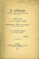 Réplique à monsieur le chanoine Truchet et au révérend père Boutrais – Trépier le chanoine