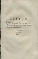 lettre à MM.Charles Fox, Sheridan, Edmond Burke et autres illustres membres de l’opposition – Fox  Charles