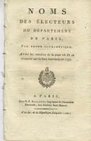 Liste des électeurs du département de Paris – Galletti imprimeur 1792