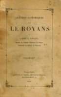 Lettres historiques sur le Royans  –  Abbé A. Vincent  – 1850