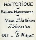 Historique des églises protestantes de Mens-Saint-Jean-d’Hérans- Saint-Sébastien – Farsat E.