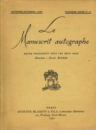 Le manuscrit autographe – Royère Jean