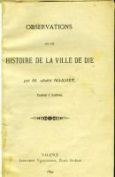 Observations sur une histoire de la ville de Die – Mailhet André