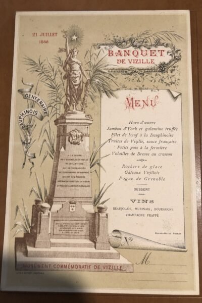 Menu du Banquet de Vizille – 1888