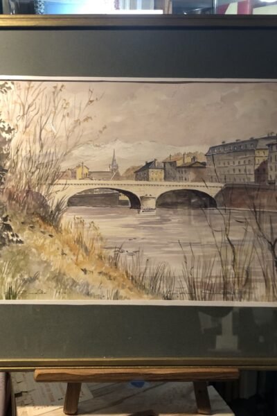 Le Pont de Grenoble, l’Isère et la chaine de Belledonne – Gabriel Chevalier – 1976