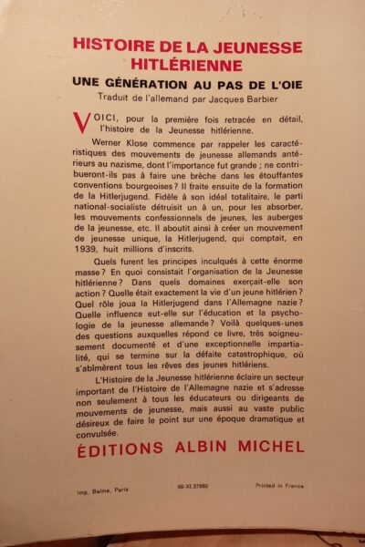 Histoire de la jeunesse hitlérienne – Werner Klose – 1966