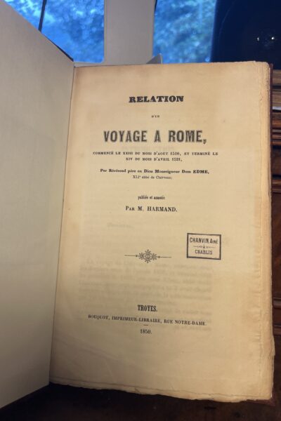 Relation d’un voyage à Rome – M Harmand – 1850