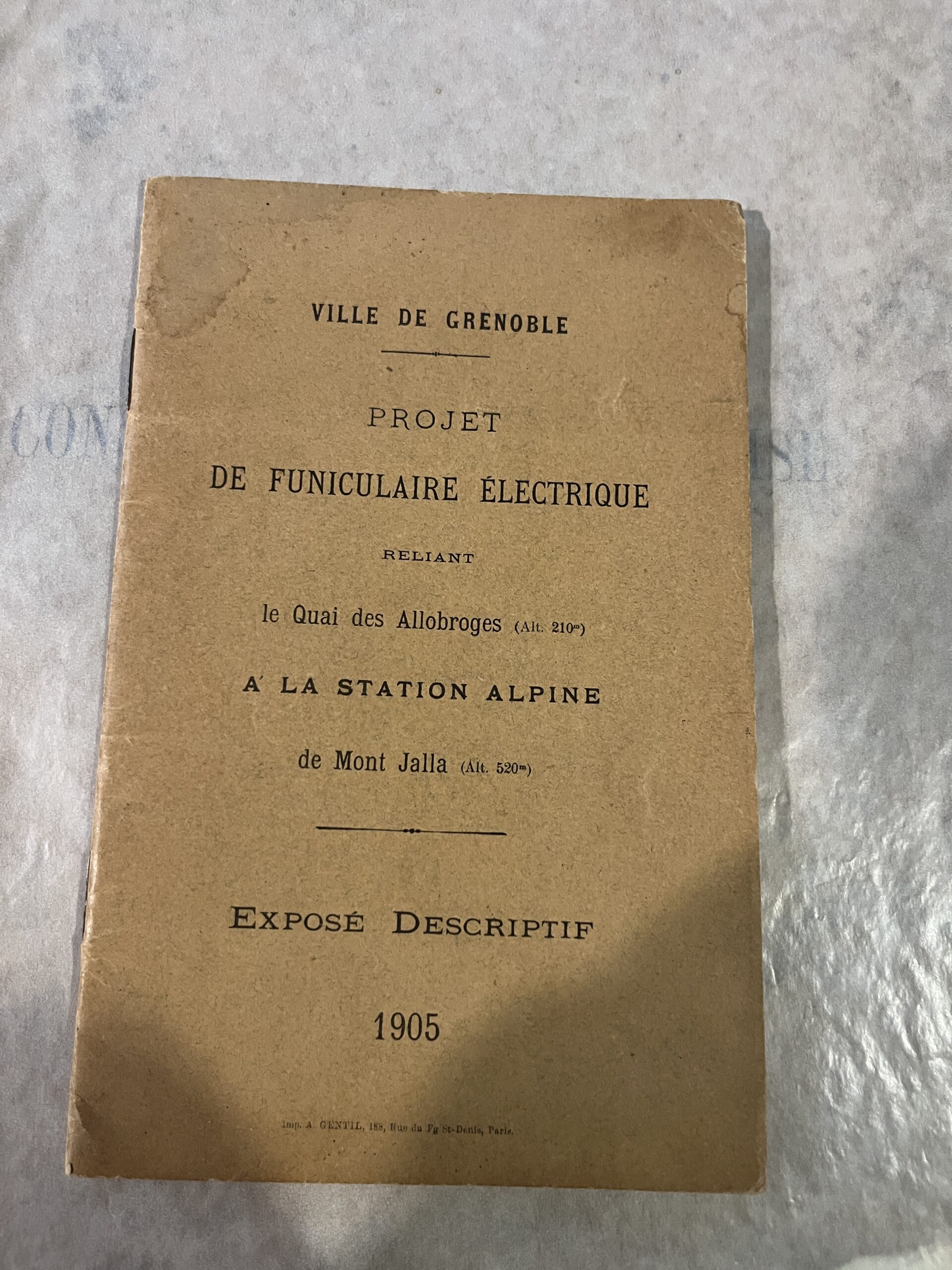 Projet de funiculaire électrique – Ville de Grenoble – 1905
