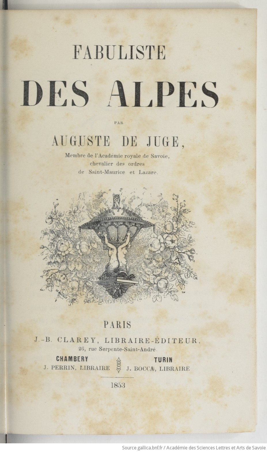 Fabuliste des alpes - Auguste De Juge - 1853