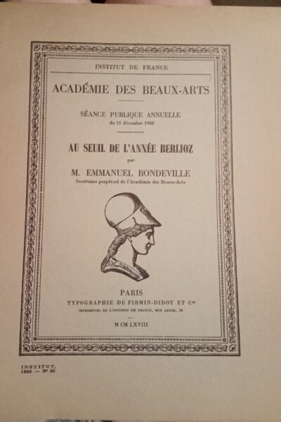 Au seuil de l&rsquo;année Berlioz – M. Emmanuel Bondeville – 1968