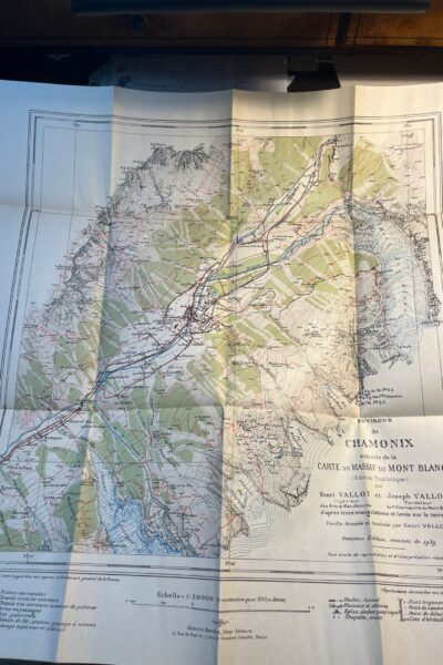 Carte du massif du Mont-Blanc 1:20 : Environs de Chamonix – VALLOT Henri et Joseph – 1939