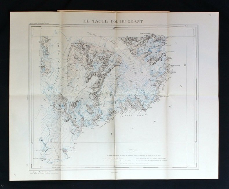 Carte du massif du Mont-Blanc 1:20 : Tacul, Col du Géant - VALLOT Henri, Joseph et Charles - 1947