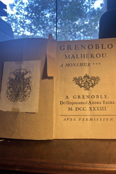 Grenoblo Malhérou à Monsieur *** – BLANC DIT LA GOUTTE – 1733