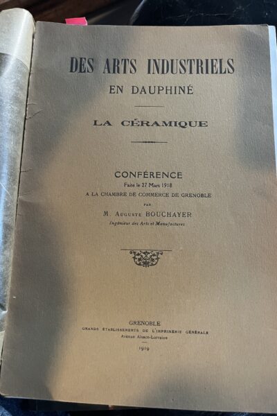 Des arts industriels en Dauphiné – La céramique – BOUCHAYER Auguste – 1919